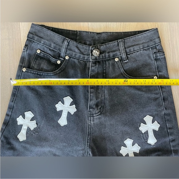 Chrome Hearts Inspired Jeans - Levi’s Black Denim Raw Hem - Picture 8 of 15